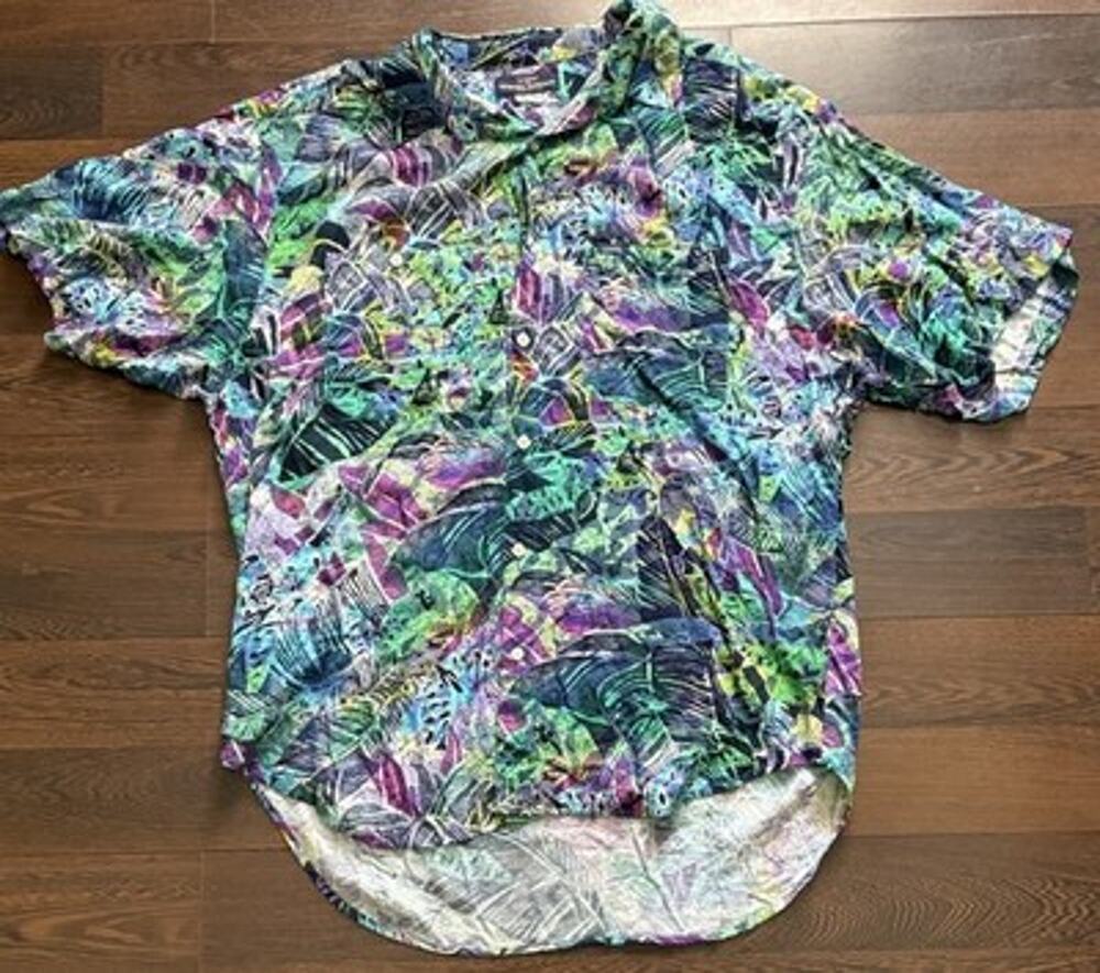 VTG 90s Guess Georges Marciano Rayon Tropical Shirt XL